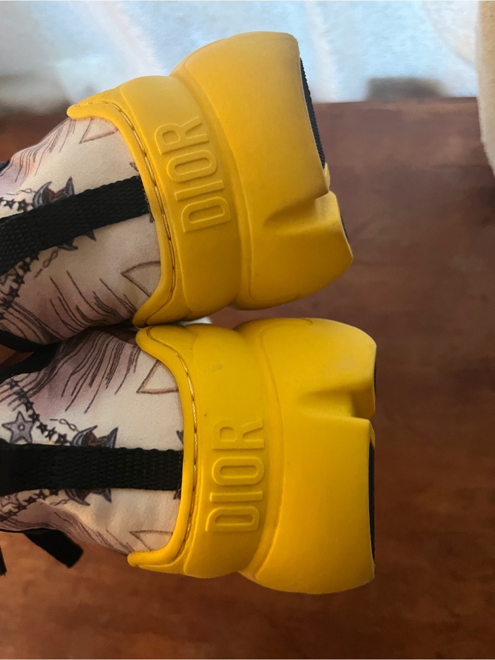 Dior d Connect Cream and Black Sneakers with Yellow Accent - Picture 4 of 11